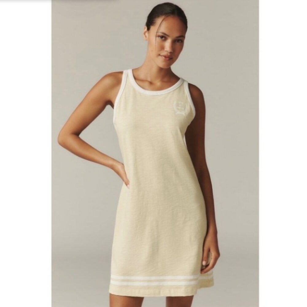 NWT Sundry Anthro Citrus Yellow Ringer Tank Mini Dress Game Set Match Size Large